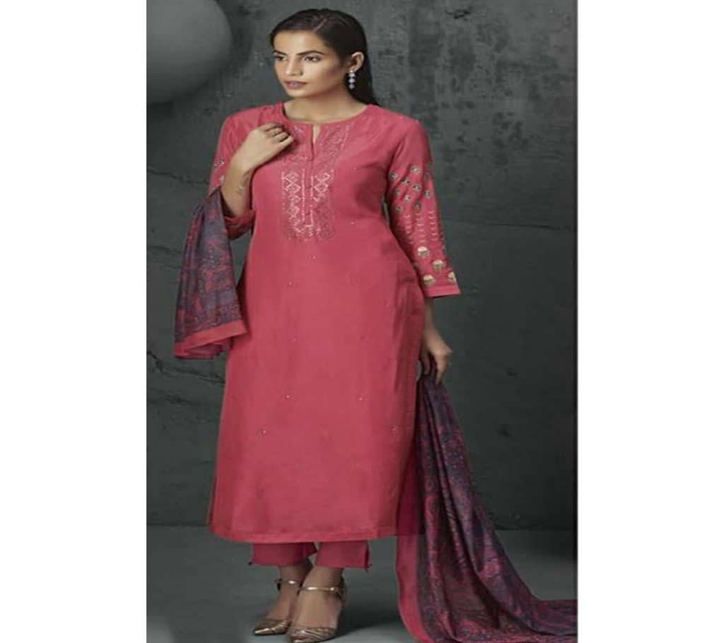 Unstitched Silk Salwar Suit - 190