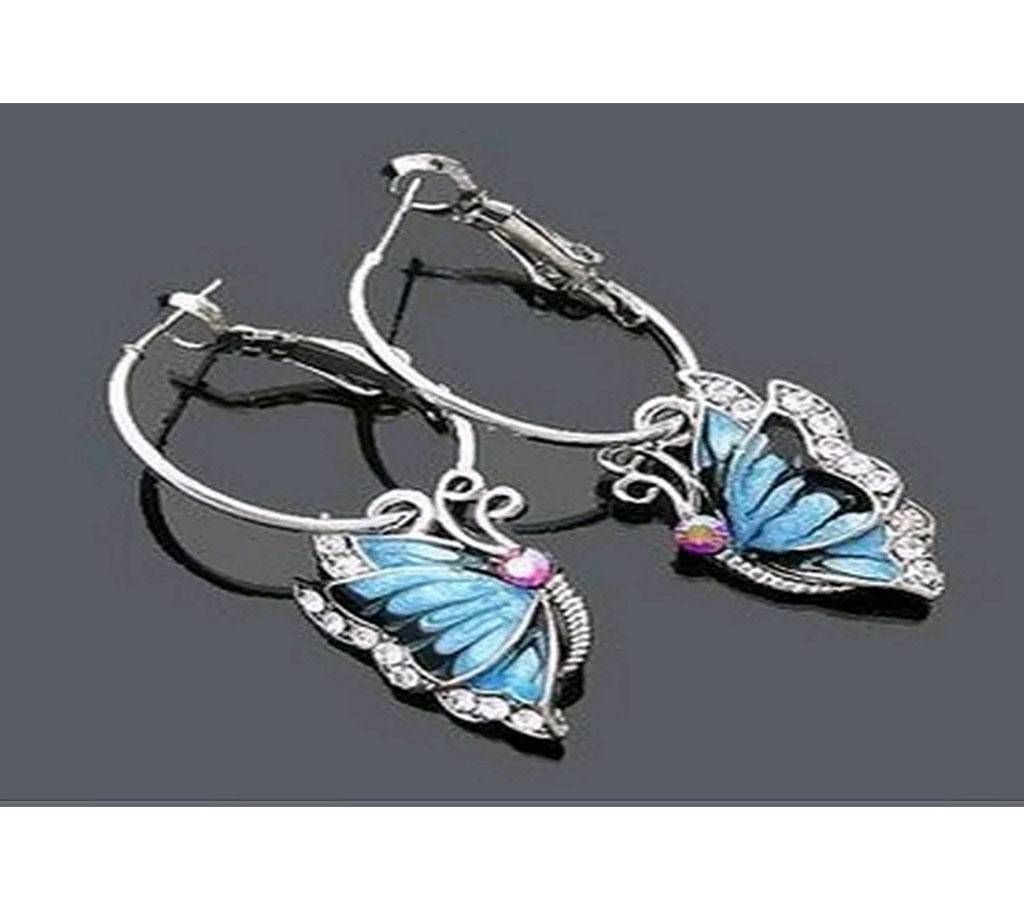 Silver plated Butterfly earrings  with crystal studs