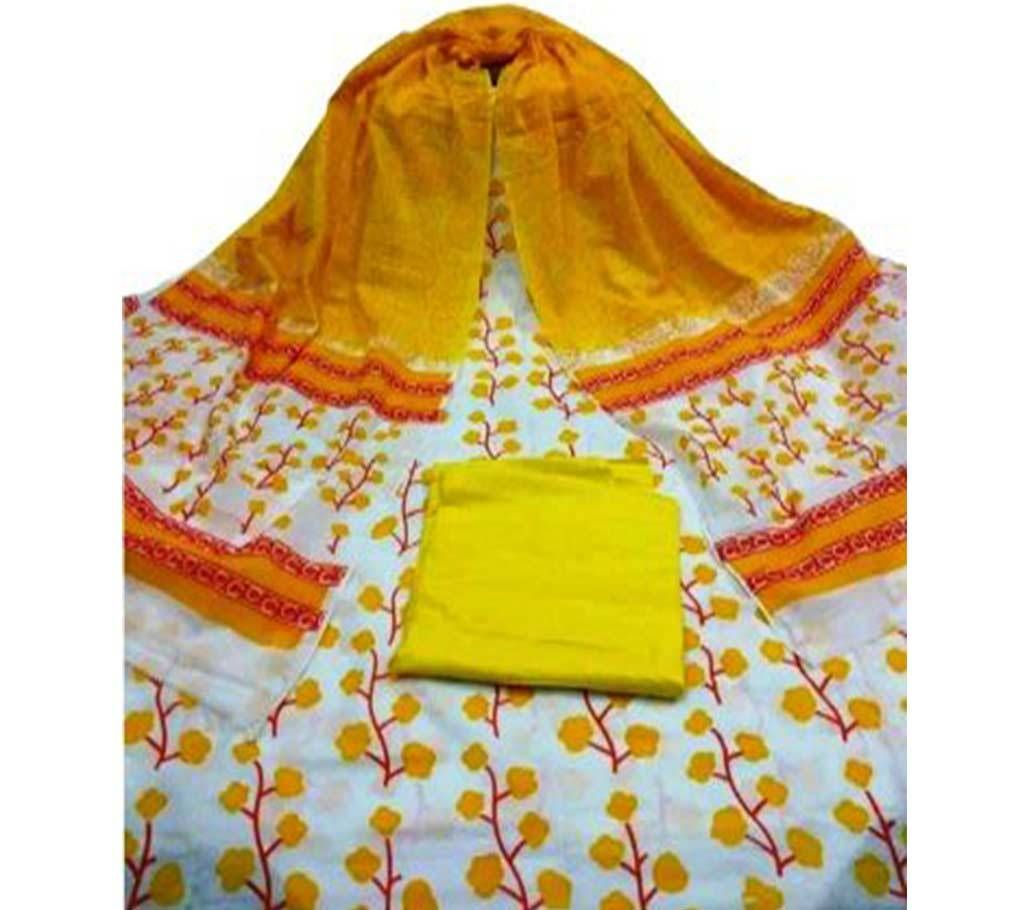Unstitched skin printed cotton salwar kameez fs-72