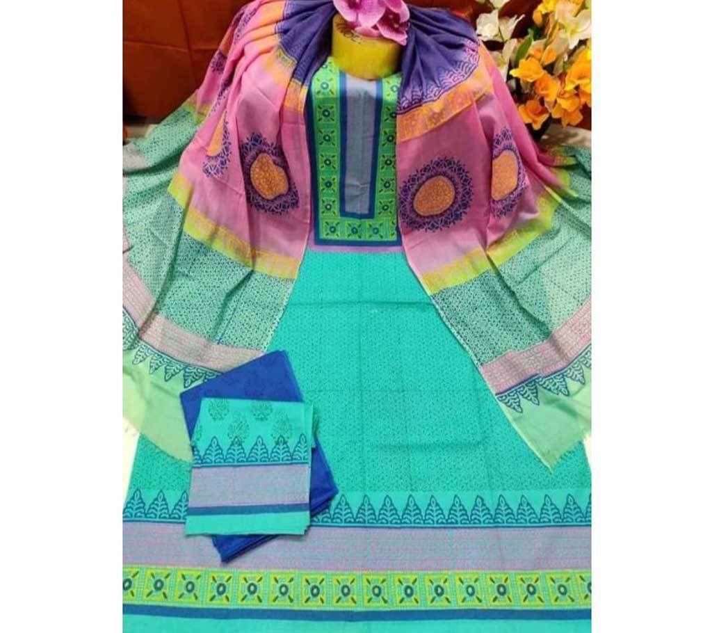 vip cotton block print three piece