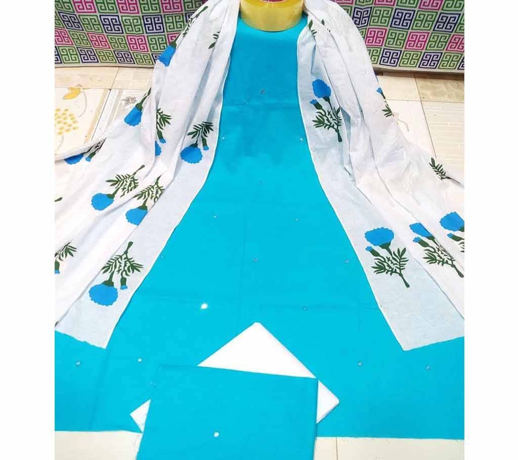 Deshi Cotton Unstitched Screen Printed 3Pcs - C96 - MHG