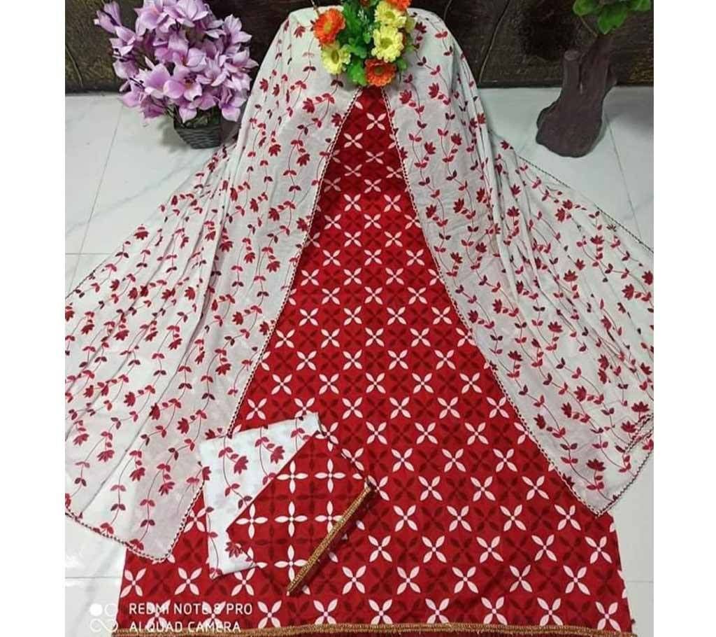 Unstitched Skin print work salwar kameez 03