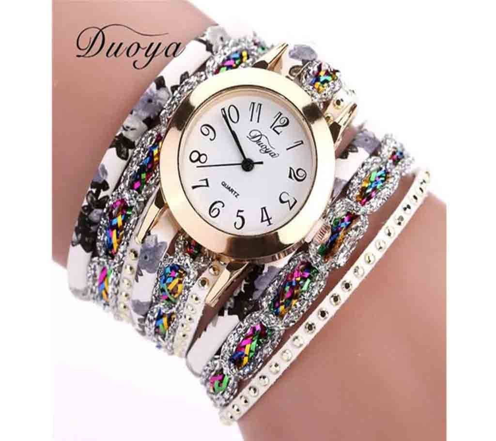 Round Shape Bracelet Watch For Women-White