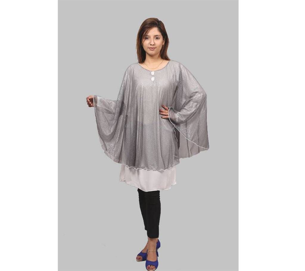 Women's Georgette Casual Long Sleeve Top - Ash