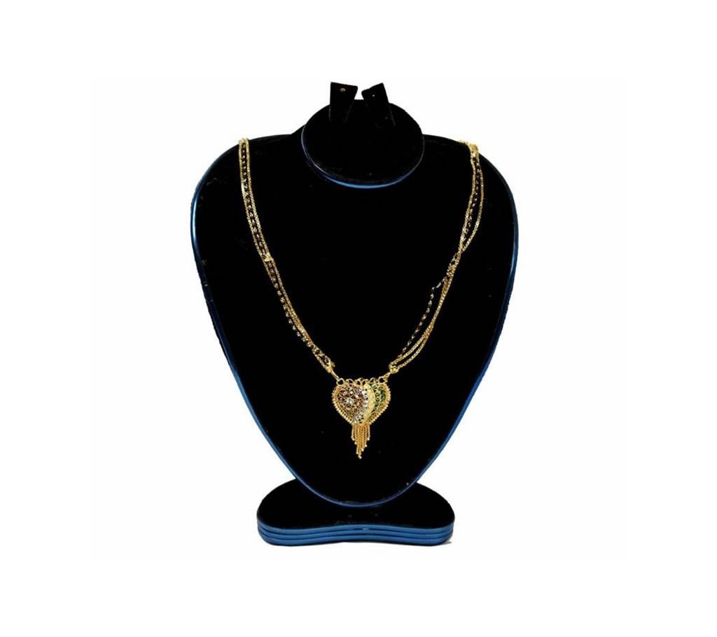 Gold Plated Multicolor Pendant Necklace 
