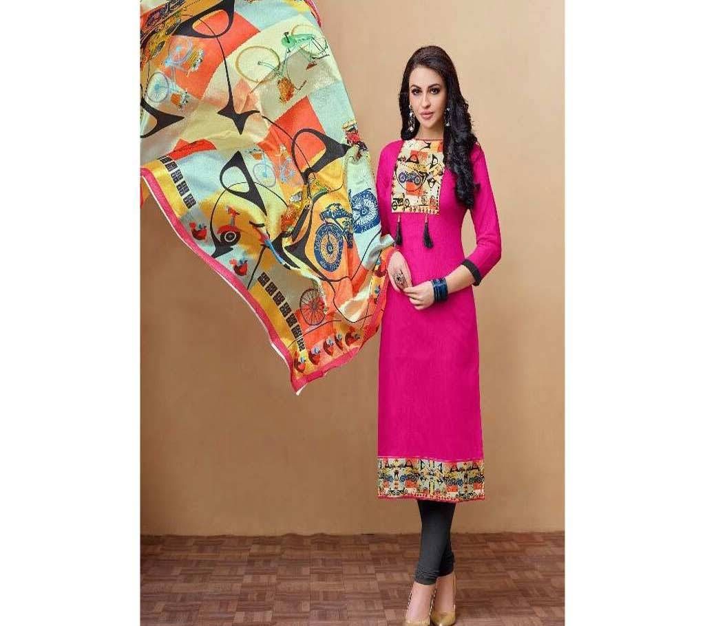 Angroop Plus Indian Designer Unstitched Silky Slub Three-Piece