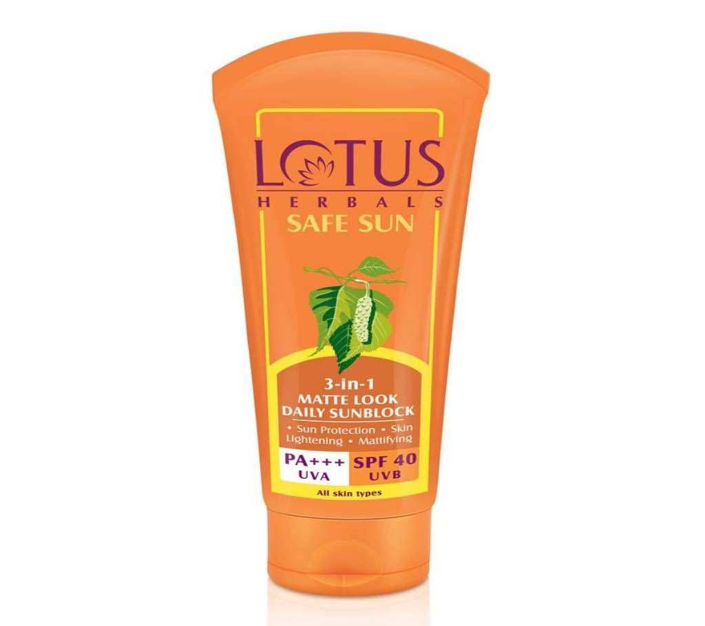 Lotus Herbals Safe Sun 3-in-1 Matte Look Daily Sunblock, SPF 40, 50.g India 