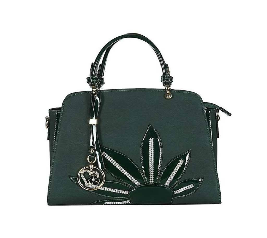 Gift Basket Dark Green Leather Handbag