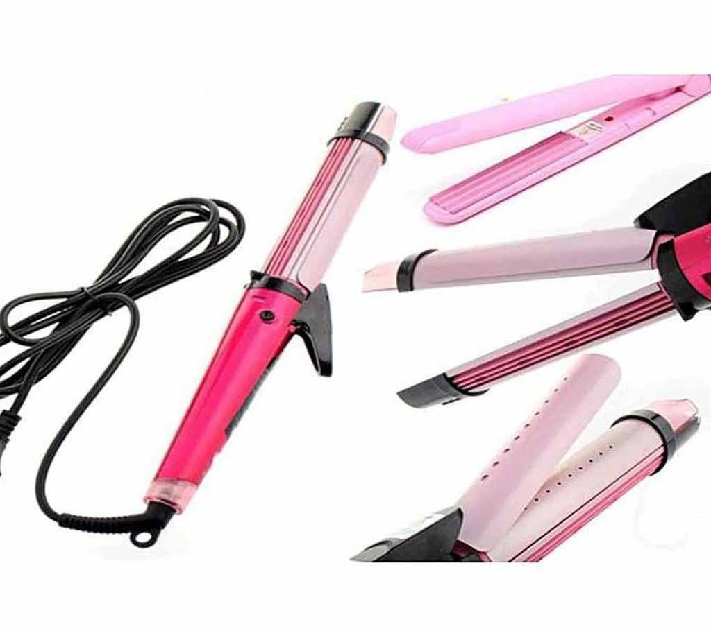 Kemei Kemei 3 In 1 Professional Hair Iron-Straight Curl And Wave