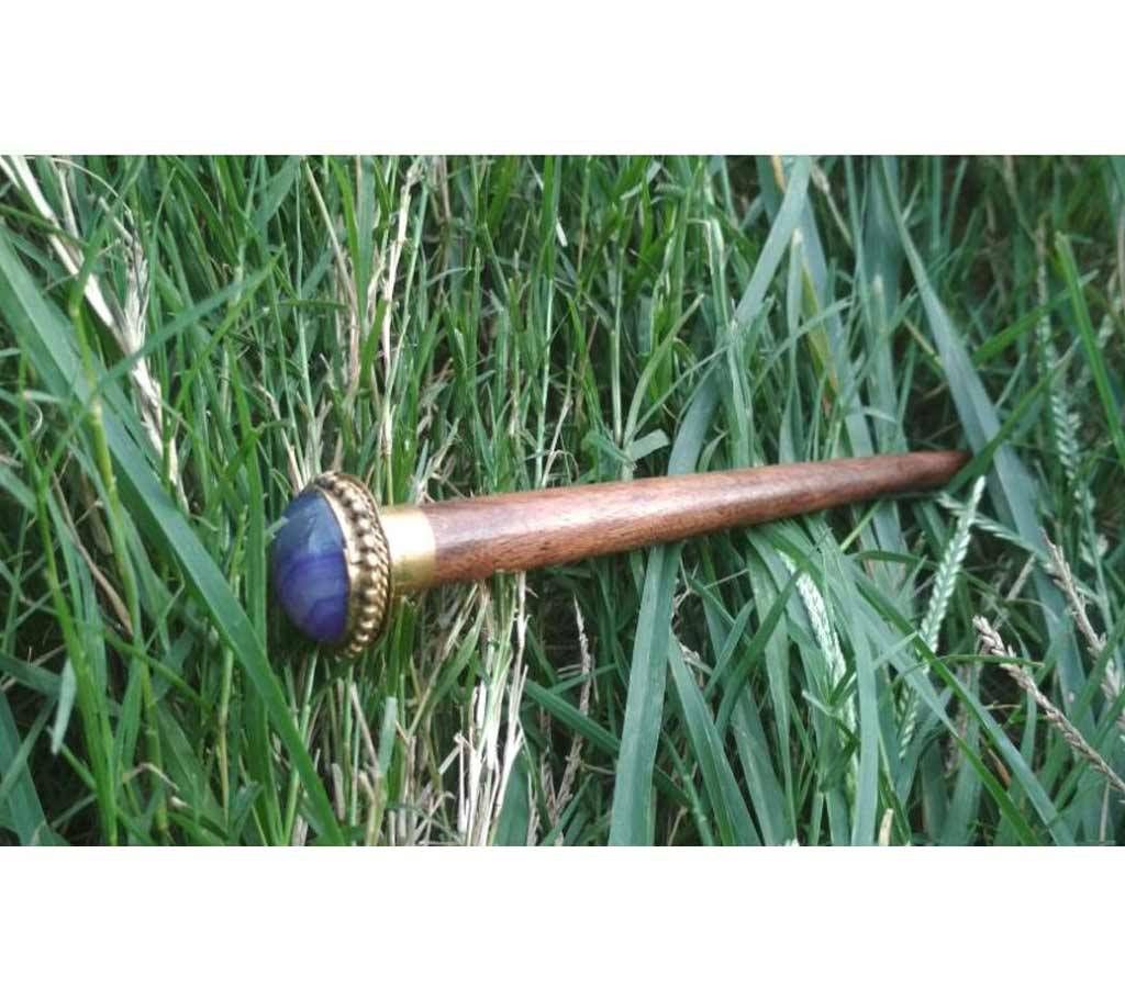 original plum tree Wood Hair Stick with Stone