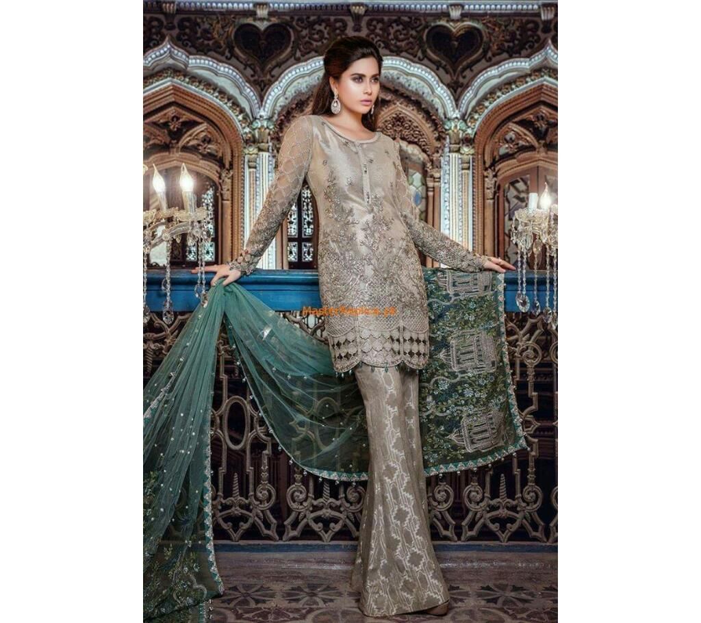 MARIA B Unstitched Embroidered Three pcs