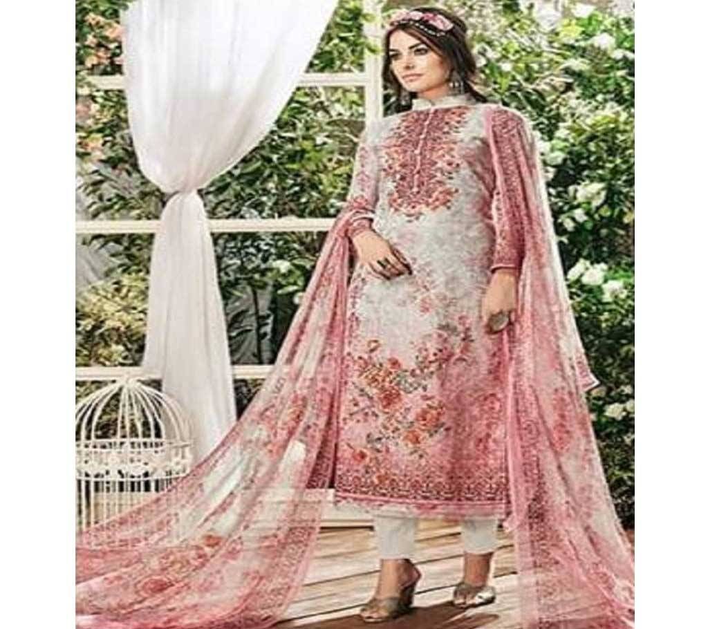 Semi Stitched Cotton Three Piece  For Women 