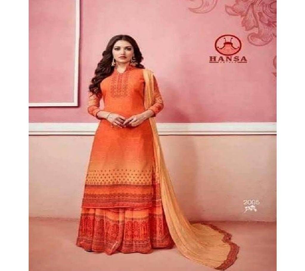HANSA Semi-Stitched Palazzo Three-Piece