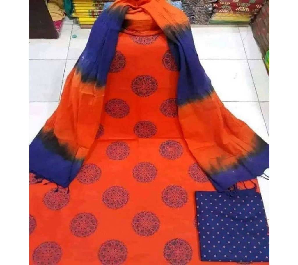 Unstitched Cotton Three Piece For Women 
