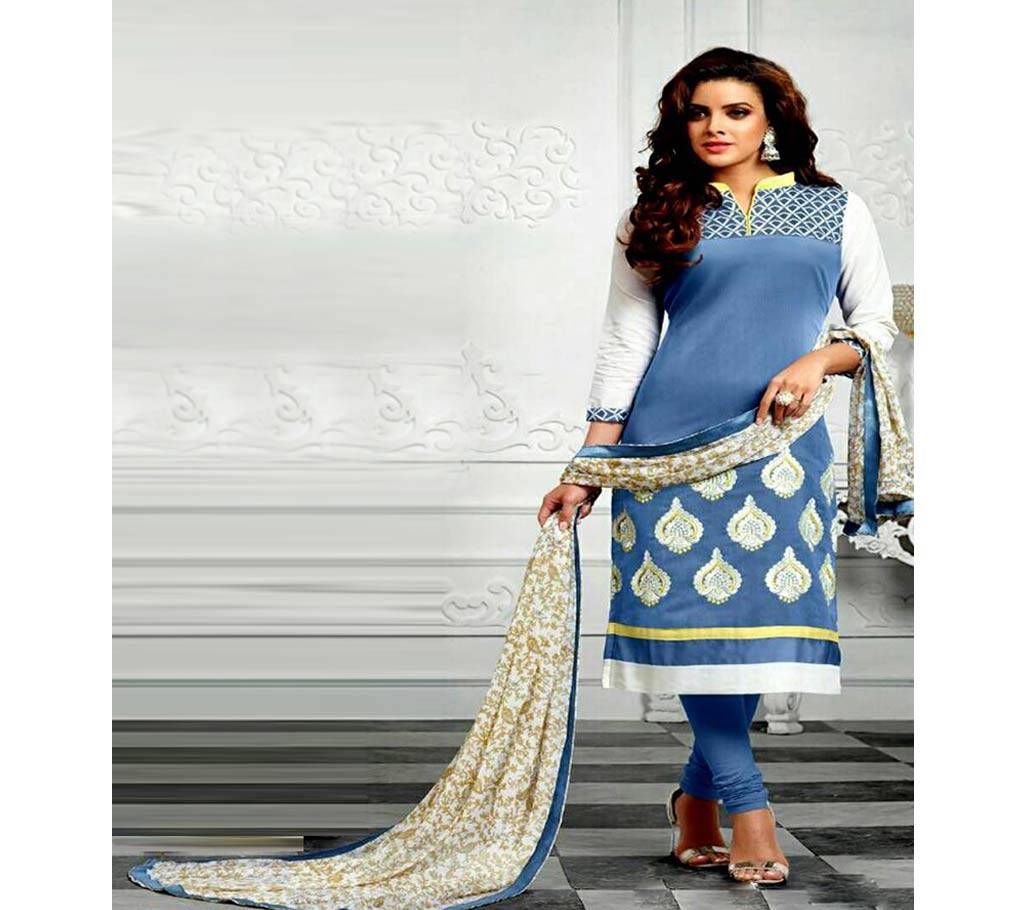 Unstitched Cotton Block Three Piece - DNO176