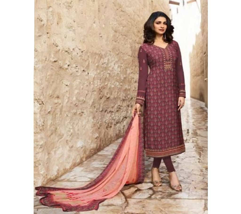 Royal Crepe - 9693 - Maroon with Hole Body Flower Design 3pcs(SU732)