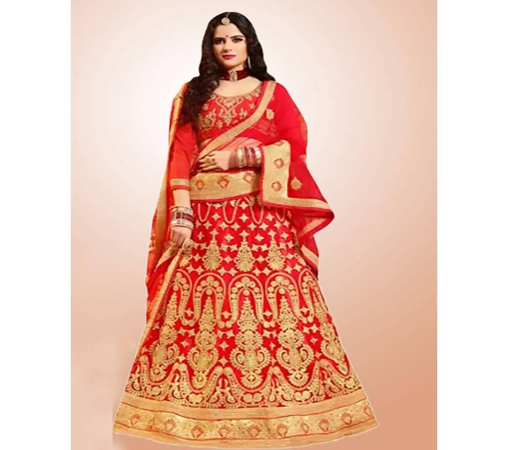 Semi Stitched Embroidered Lehenga - Set 