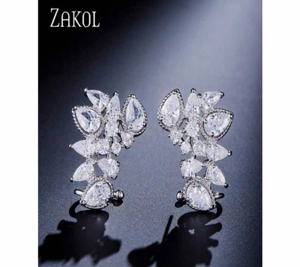 Crystal Cute White Gold Statement Flower Stud Earrings For Women