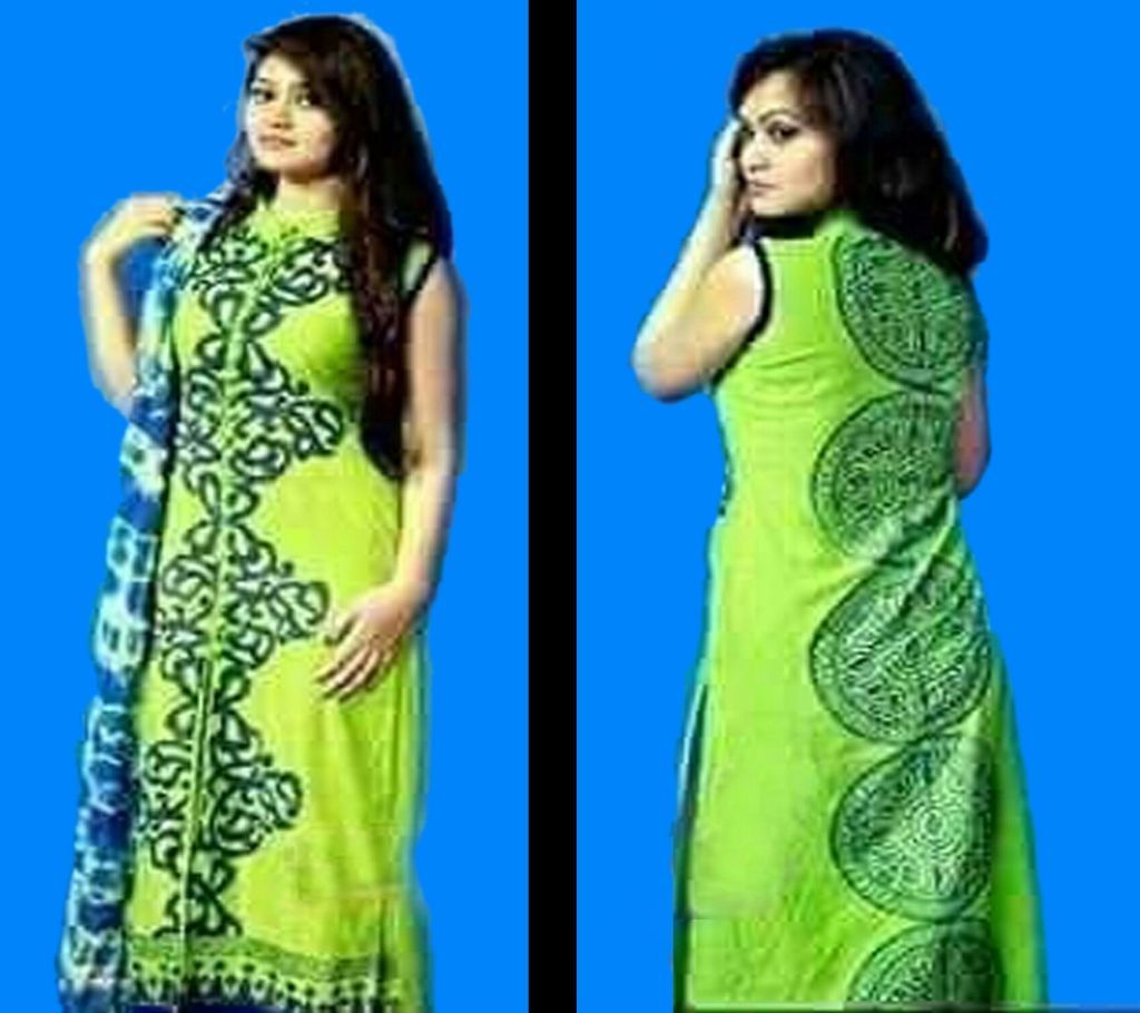 Cotton Block 3pc - Lime Green Color with Black Color Block print - DNO22