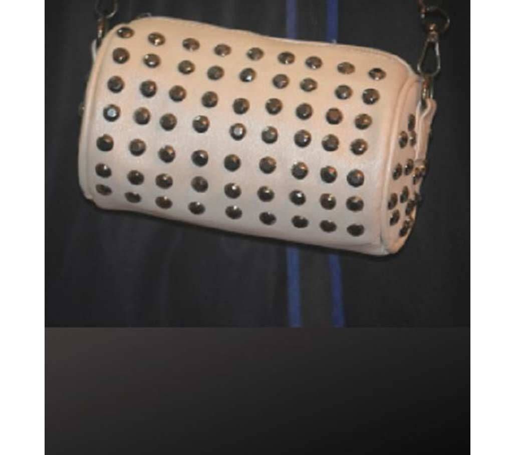 White Stone and Metal Clutch For Women hand bags