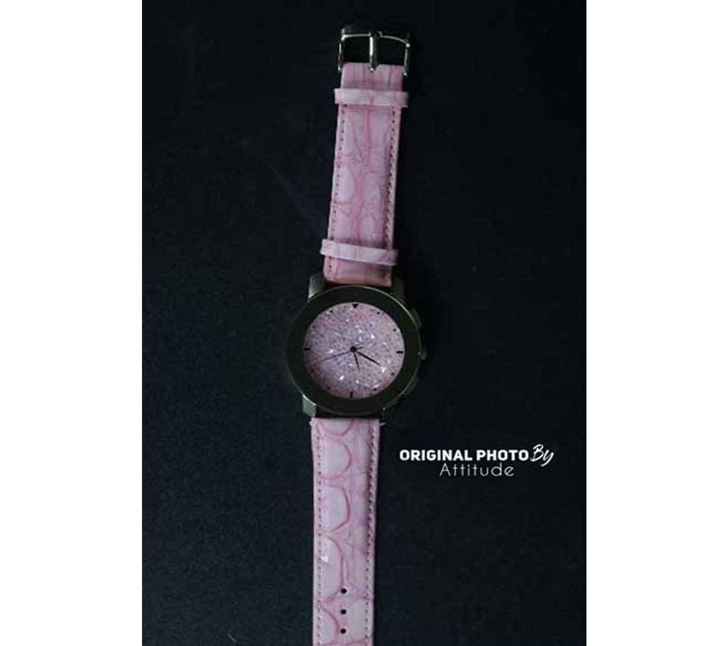 Pinksilverstone013 Women Crystal Ctone Fashion Quartz Wrist Watch