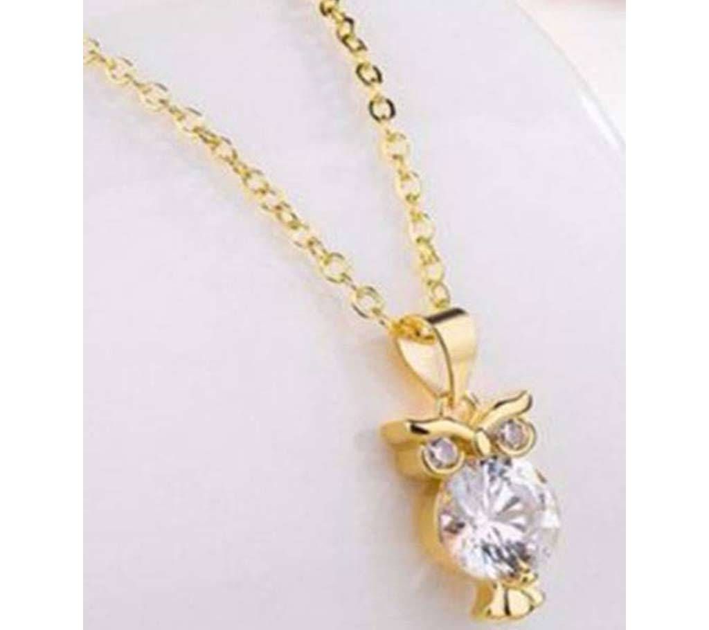 Long Crystal Zircon Owl Pendants Necklace For Women