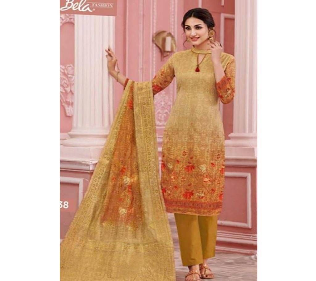  Digital Printed Chanderi three piece for women  
