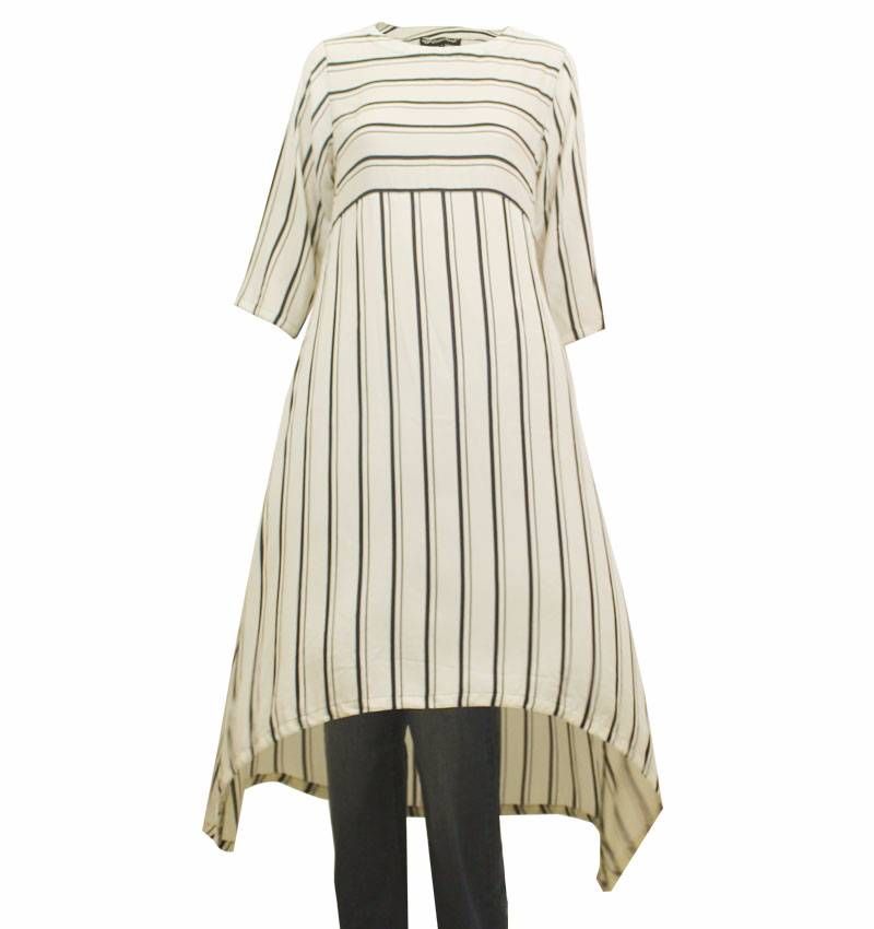 Stripe C-Cut Tunic For Women