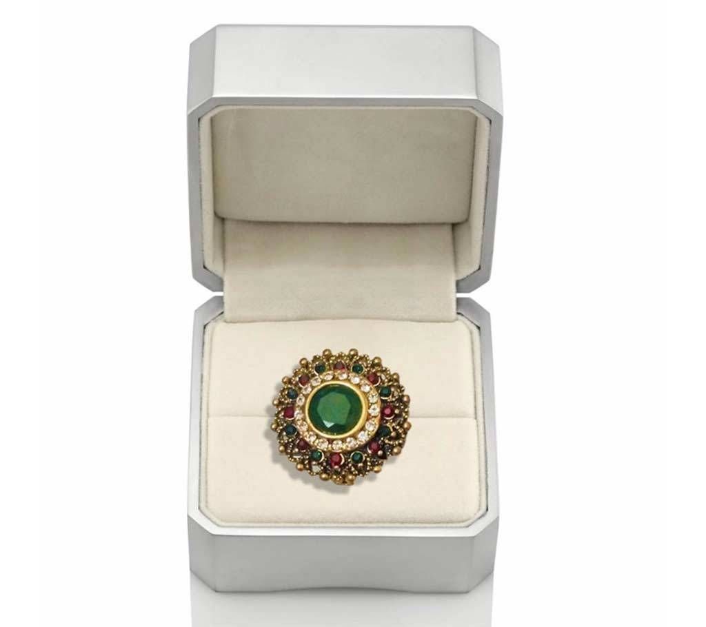 metal and crystal antique finger ring 