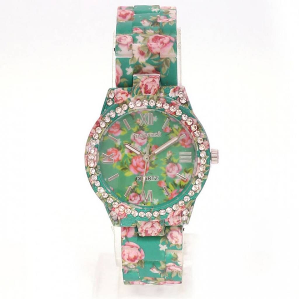 Ladies floral printed wrist watch