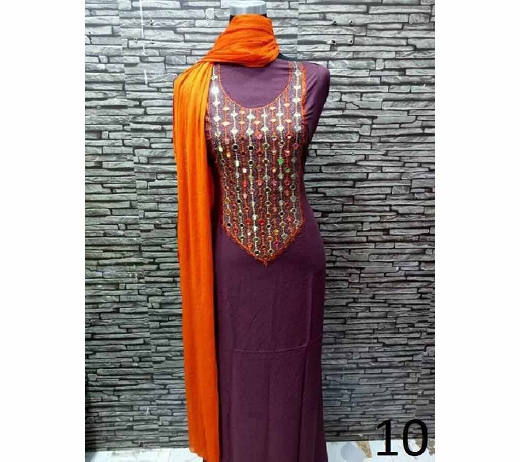 Unstitched Linen Miror work 2pcs
