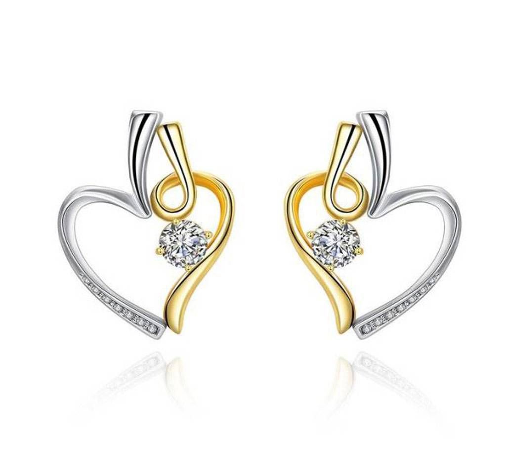 Rose Arrow Silver and Golden Crystal Heart Shape E