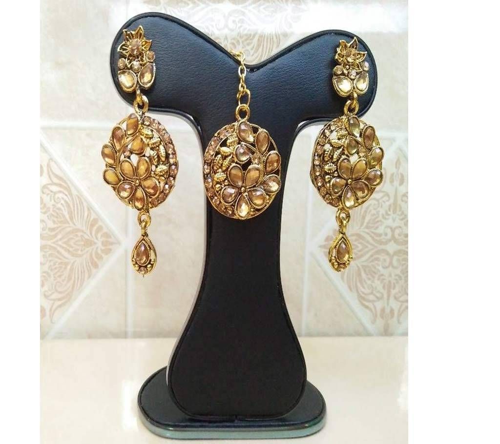 Antic Colour Earring  with Tikli