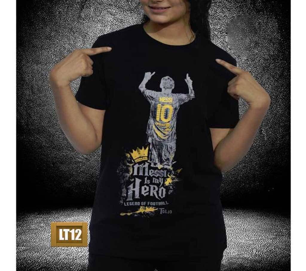 Messi is my Hero Half Sleeve T-Shirt for Girl