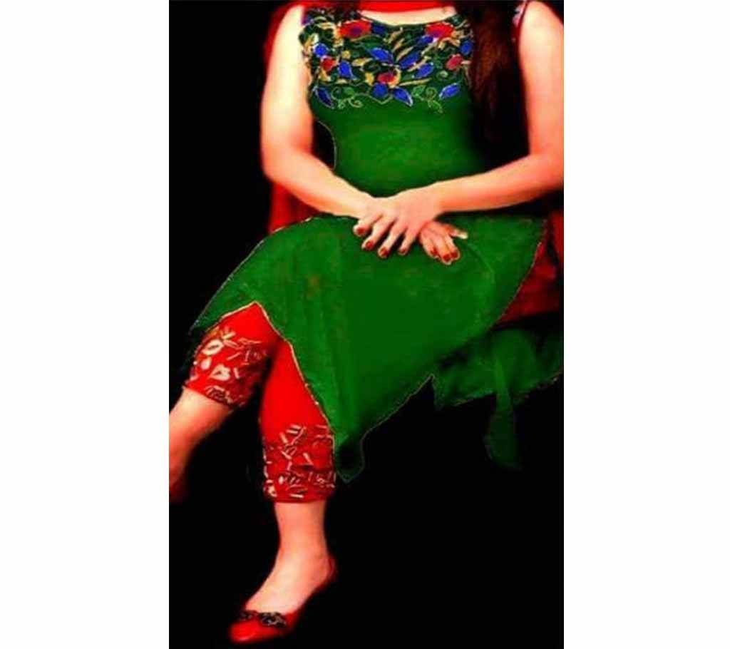Unstitched Bottle Green Georgette Salwar Kameez For Women