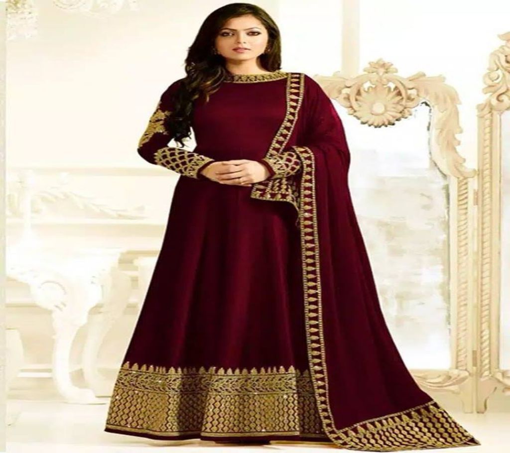 Unstitched Soft Georgette Embroidery Gown Copy