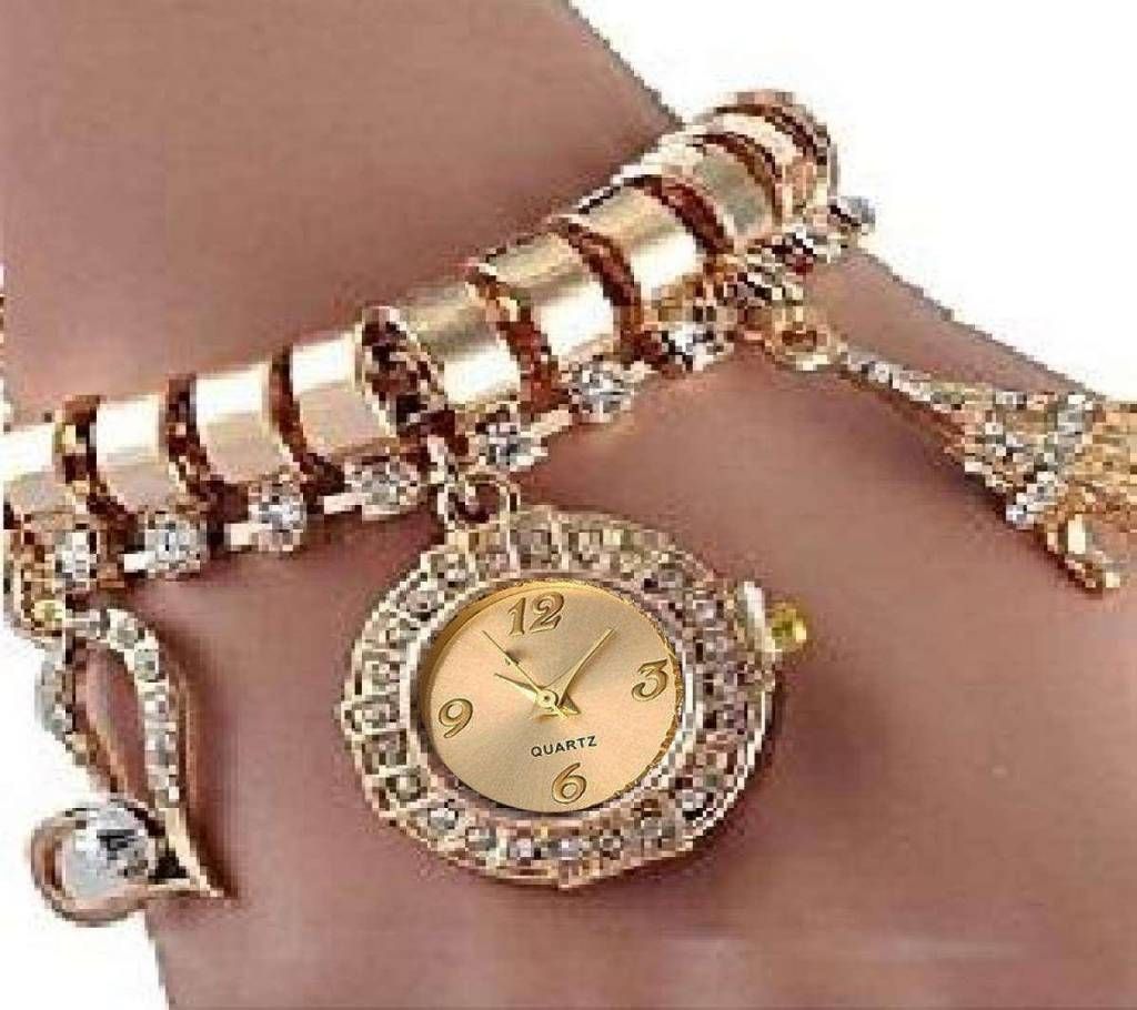 Golden Analog Bracelet Watch for Women 