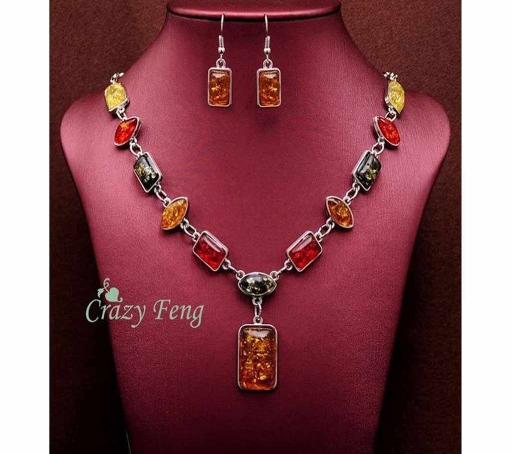 African Colorful Stones Wedding Jewelry Set