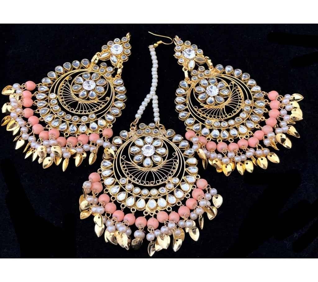 Kundan Earring and Tikli Set 