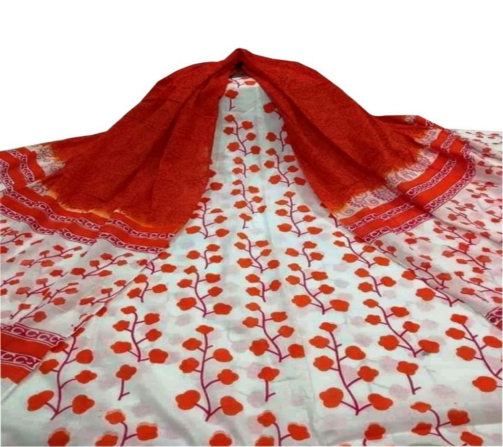 Unstitched skin printed cotton salwar kameez fs-74