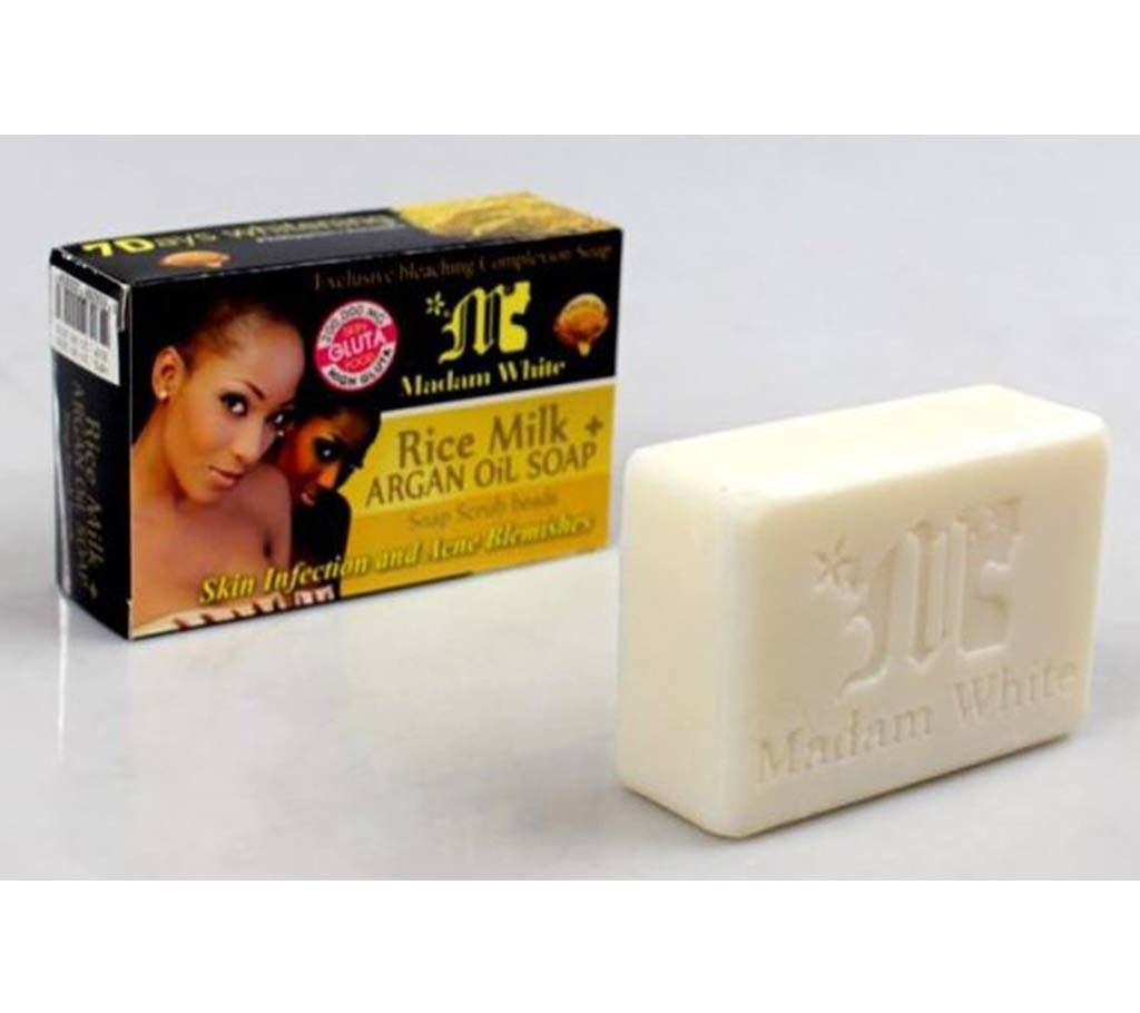 Original Madam white rice milk argan oil fast whitening soap for full body 160g - Thailand