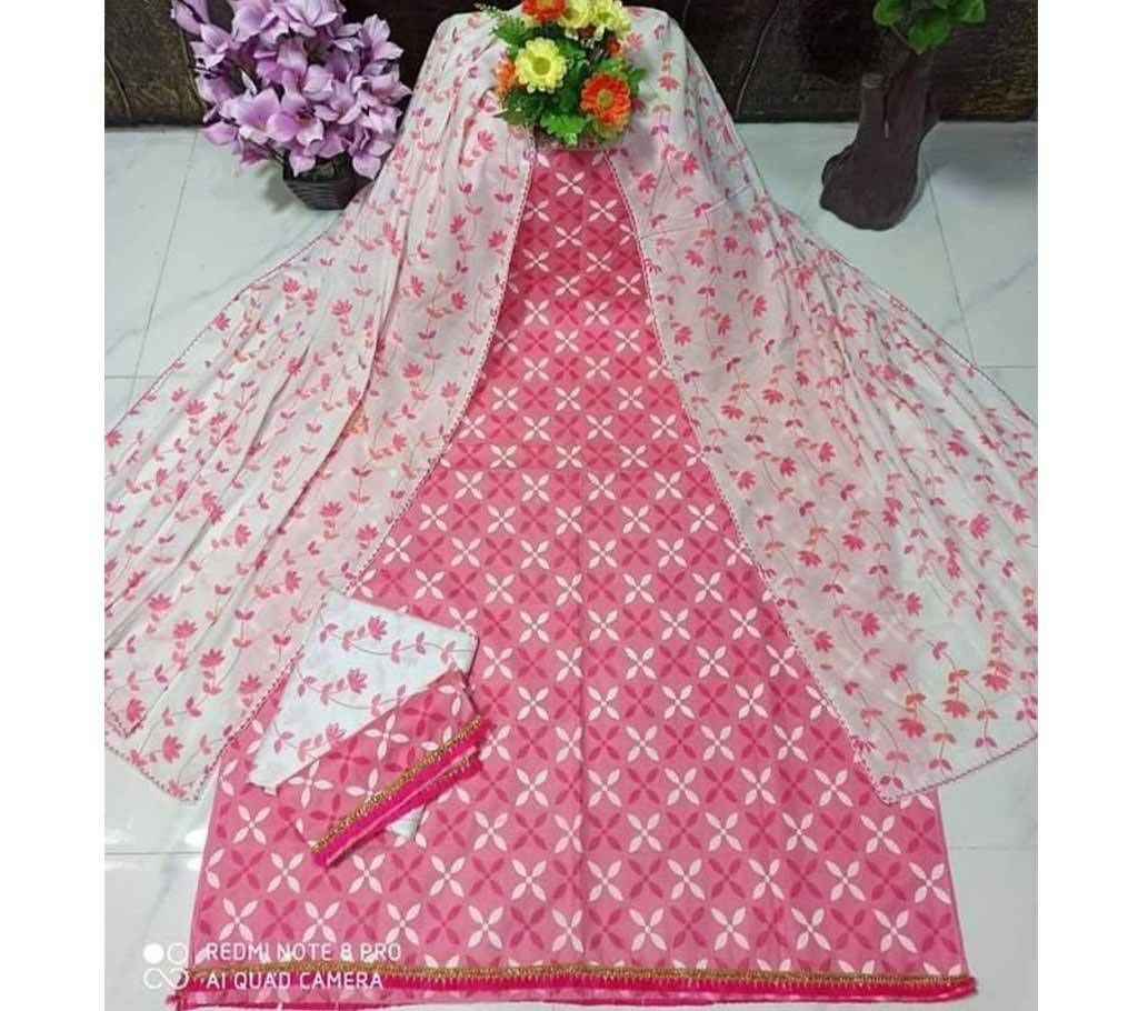 Unstitched Skin print work salwar kameez 05