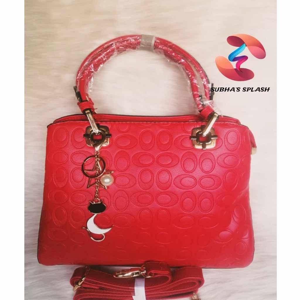 Ladies Red Hand Bag With Extra Belt