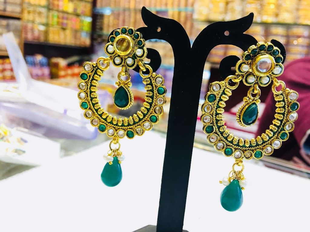 Gold Plated Stone Settings Earrings 