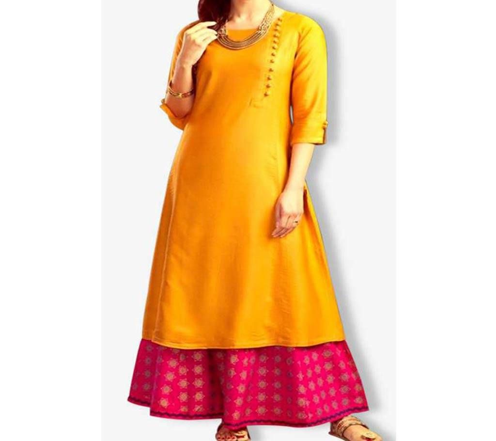 Golden Yellow Shamusilk Kurti with Palazzo