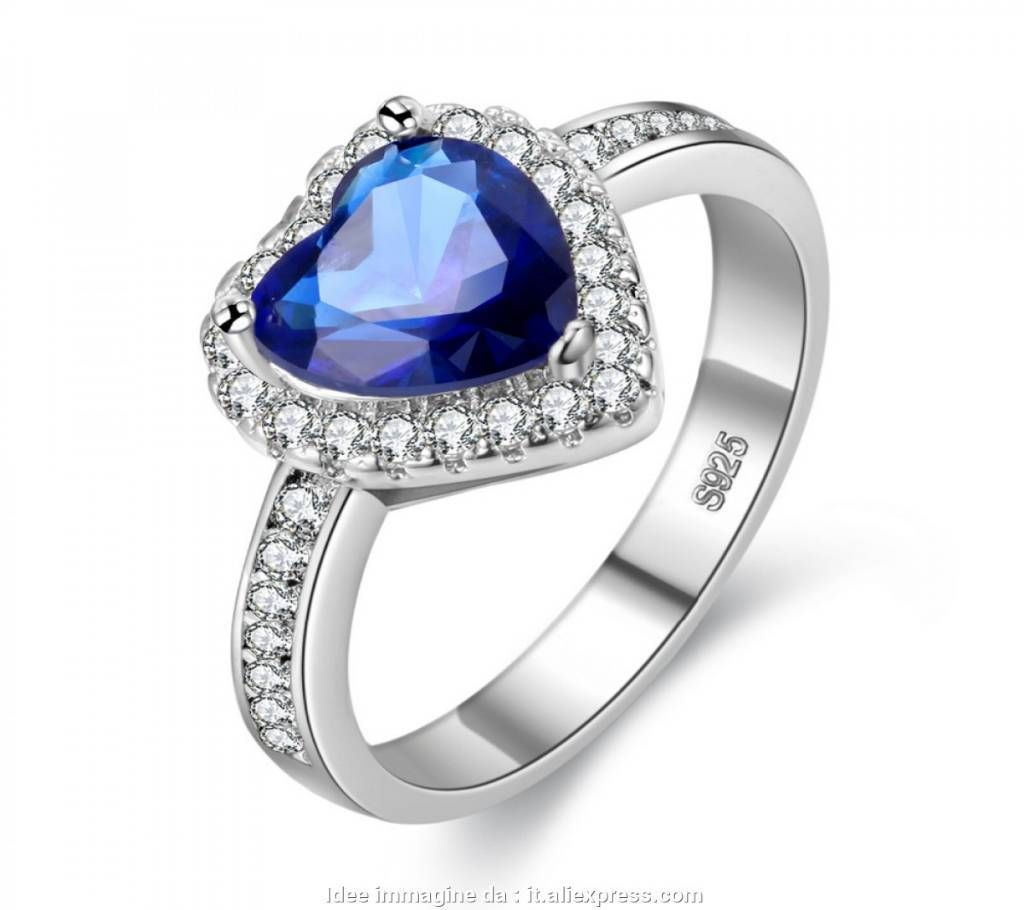 Blue Ruby 925 Silver Halo Ring