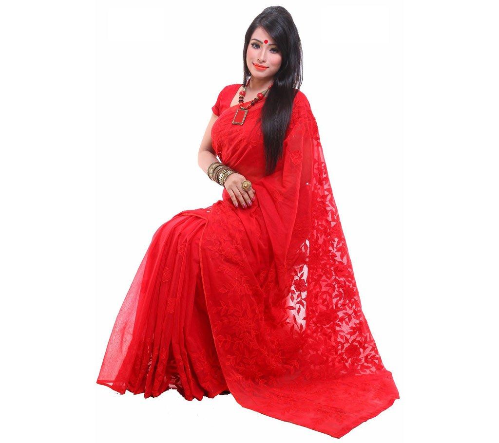 Muslin Silk Hand Embroidery Saree (Applique)  