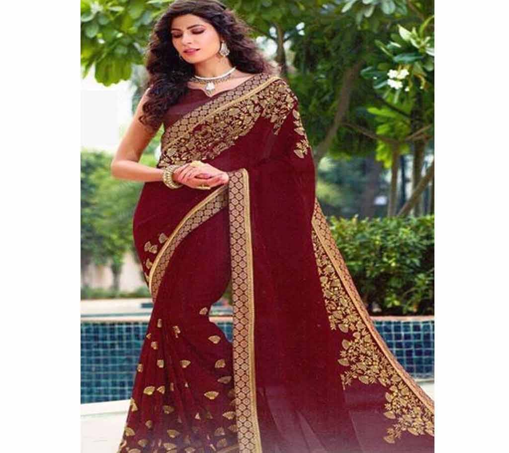 Georgette and embroidery work Saree ssc-729
