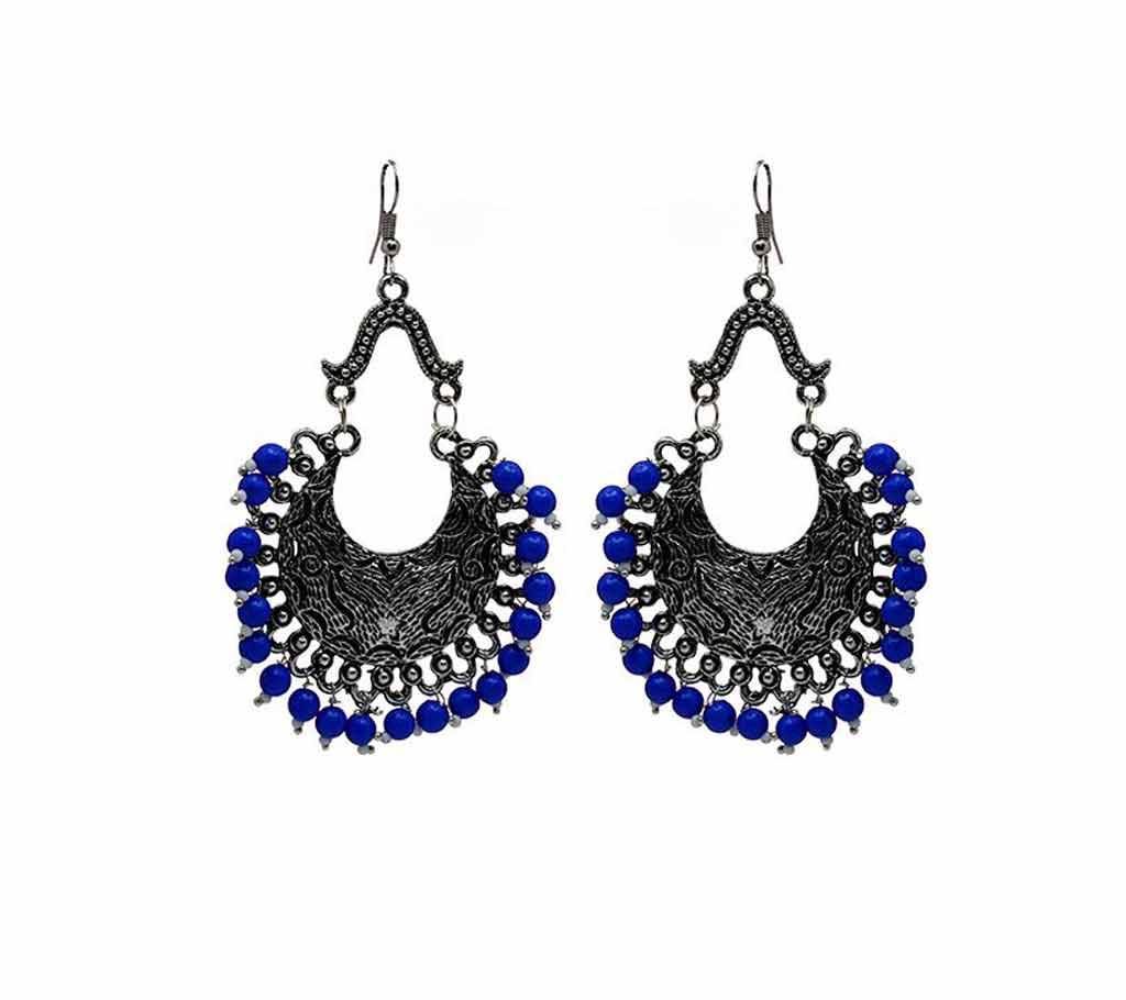 Silver and Blue Alloy Antique Earring for Women