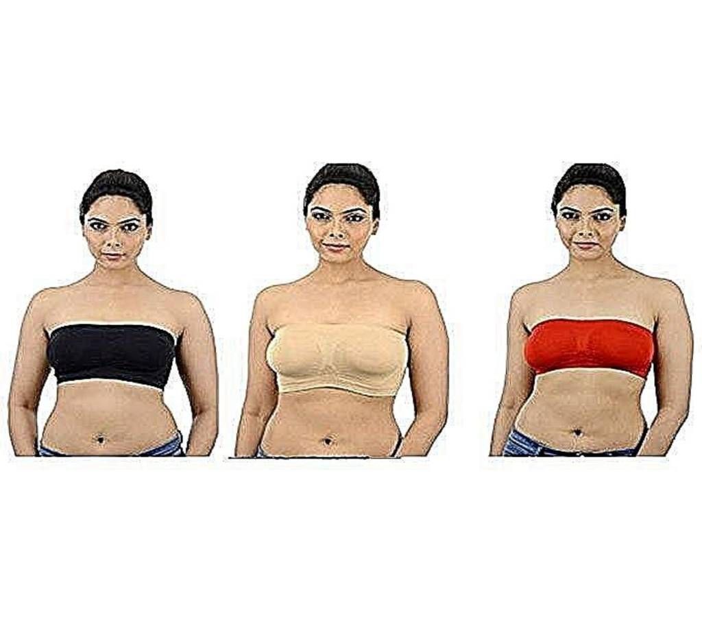 Multi Color Cotton Tube Bra for Women - 3 Pcs